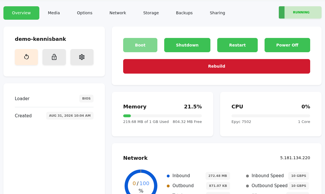 The VPS is installed and running